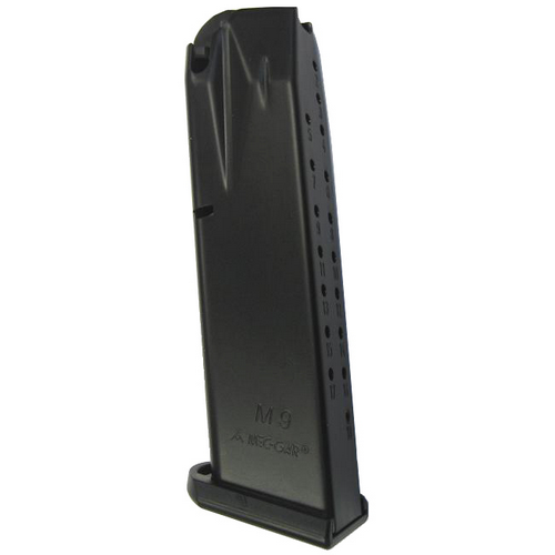 Mec-Gar Beretta magazine for M9 pistol, 9mm caliber, 10-round capacity, durable design made in Italy.